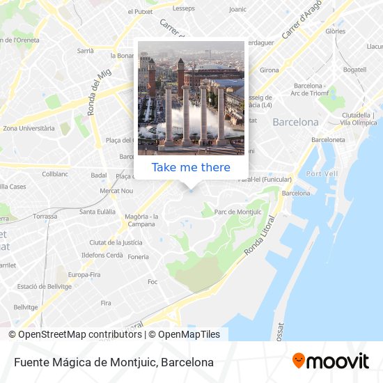 mapa Fuente Mágica de Montjuic