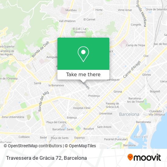 mapa Travessera de Gràcia 72