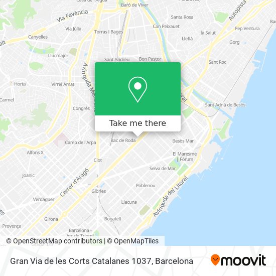 mapa Gran Via de les Corts Catalanes 1037