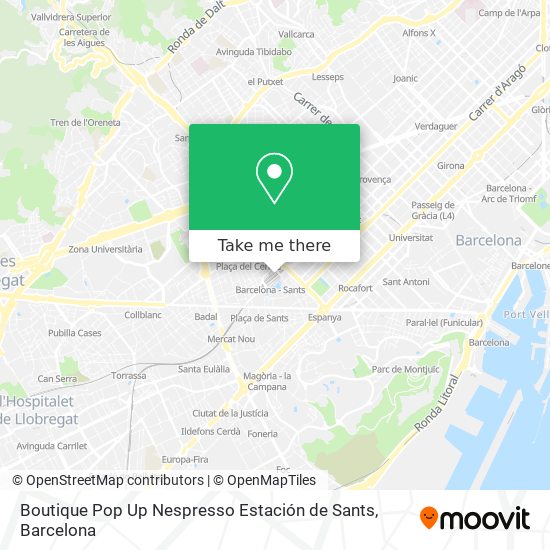 mapa Boutique Pop Up Nespresso Estación de Sants