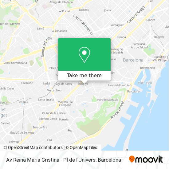 Av Reina Maria Cristina - Pl de l'Univers map