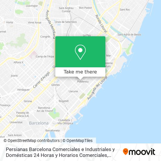 mapa Persianas Barcelona Comerciales e Industriales y Domésticas 24 Horas y Horarios Comerciales