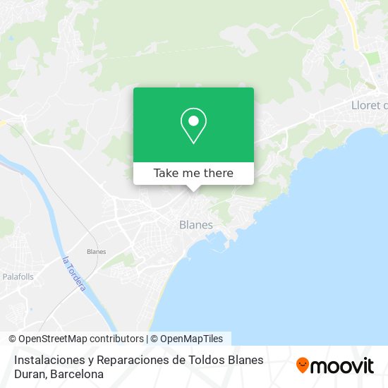 mapa Instalaciones y Reparaciones de Toldos Blanes Duran