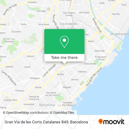 mapa Gran Via de les Corts Catalanes 849