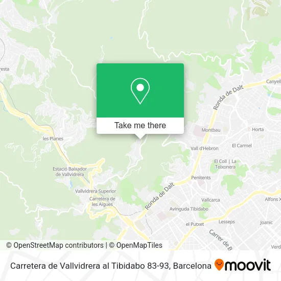 Carretera de Vallvidrera al Tibidabo 83-93 map
