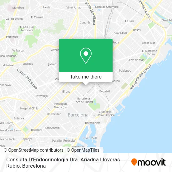 Consulta D'Endocrinologia Dra. Ariadna Lloveras Rubio map