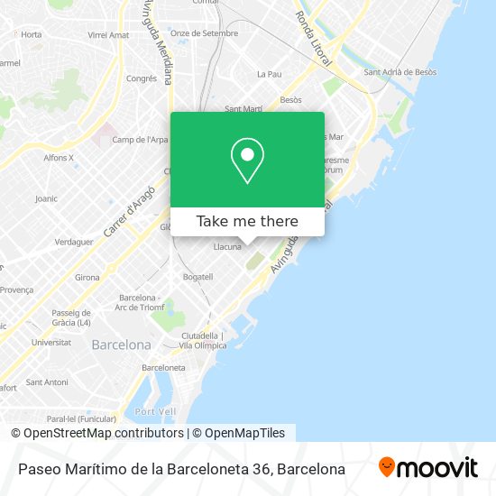 mapa Paseo Marítimo de la Barceloneta 36