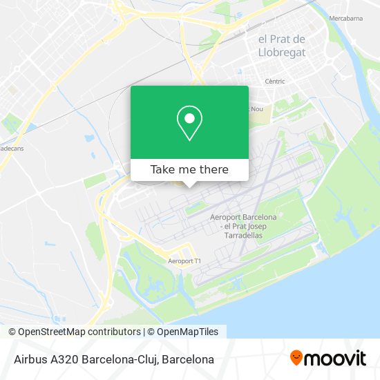 Airbus A320 Barcelona-Cluj map