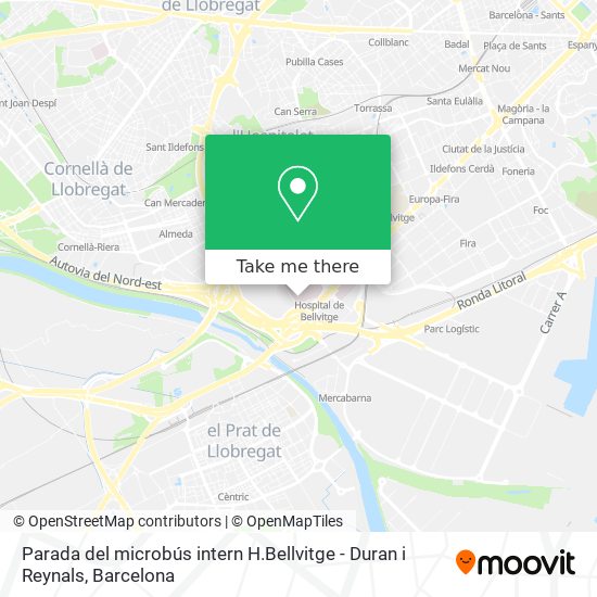 Parada del microbús intern H.Bellvitge - Duran i Reynals map