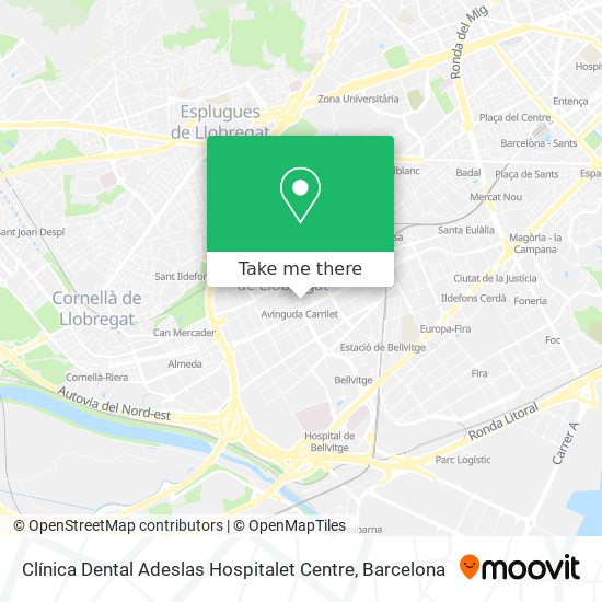 mapa Clínica Dental Adeslas Hospitalet Centre