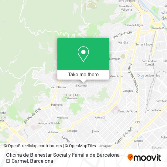 Oficina de Bienestar Social y Familia de Barcelona - El Carmel map