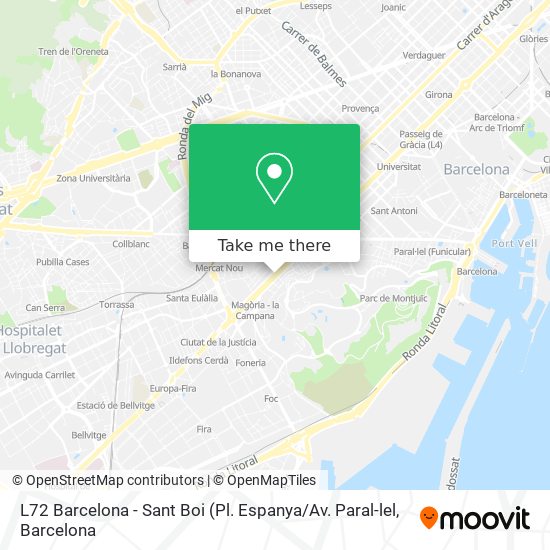 mapa L72 Barcelona - Sant Boi