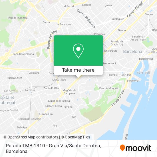 Parada TMB 1310 - Gran Via / Santa Dorotea map