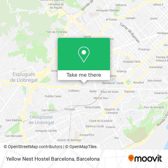 mapa Yellow Nest Hostel Barcelona