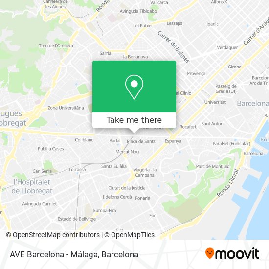 AVE Barcelona - Málaga map