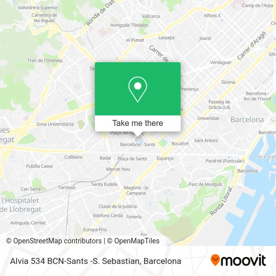 Alvia 534 BCN-Sants -S. Sebastian map