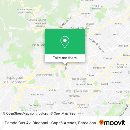 Parada Bus Av. Diagonal - Capità Arenas map