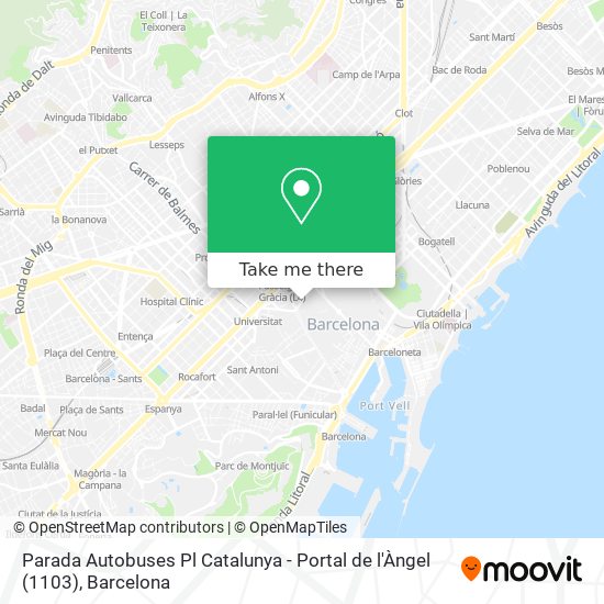 Parada Autobuses Pl Catalunya - Portal de l'Àngel (1103) map