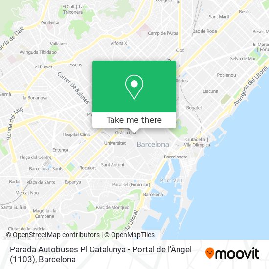 mapa Parada Autobuses Pl Catalunya - Portal de l'Àngel (1103)