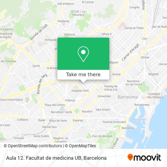 Aula 12. Facultat de medicina UB map