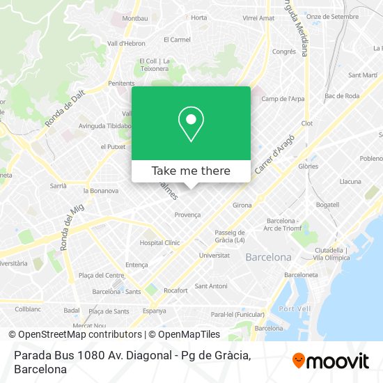 Parada Bus 1080 Av. Diagonal - Pg de Gràcia map