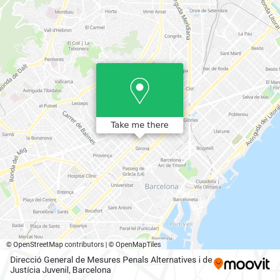 Direcció General de Mesures Penals Alternatives i de Justícia Juvenil map