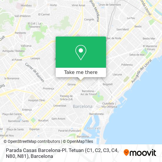 Parada Casas Barcelona-Pl. Tetuan (C1, C2, C3, C4, N80, N81) map