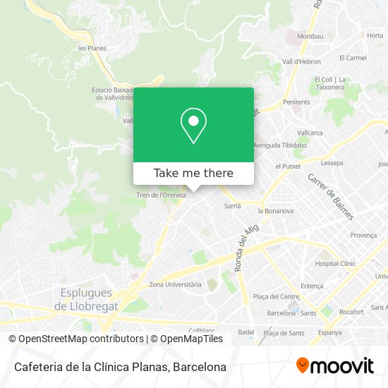 mapa Cafeteria de la Clínica Planas