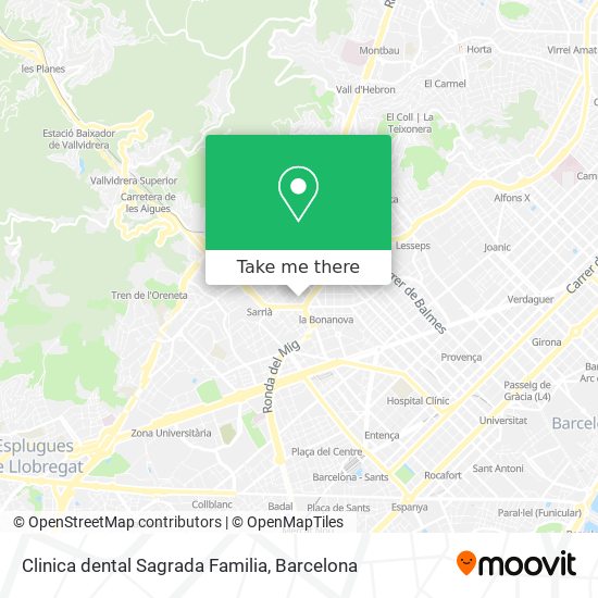 mapa Clinica dental Sagrada Familia