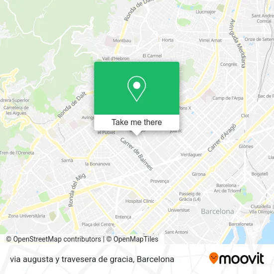 via augusta y travesera de gracia map