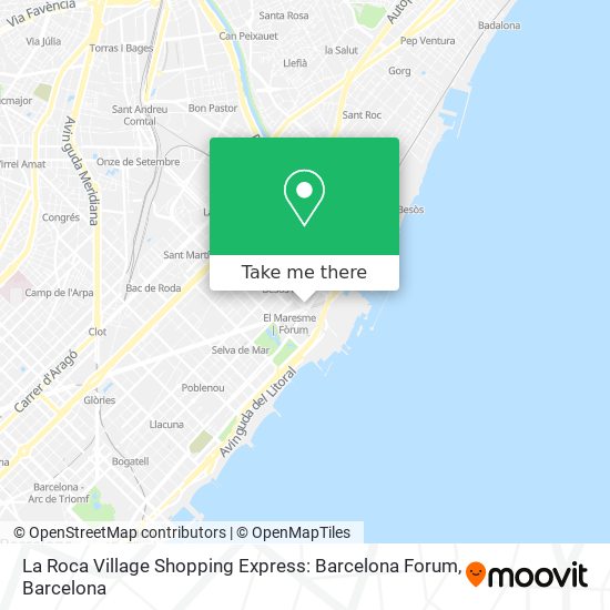 How to get to La Roca Village Shopping Express: Barcelona Forum by Metro,  Bus, Train or Tramvia?