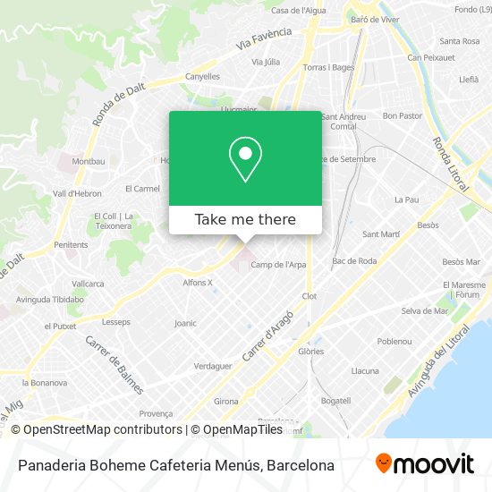 Panaderia Boheme Cafeteria Menús map
