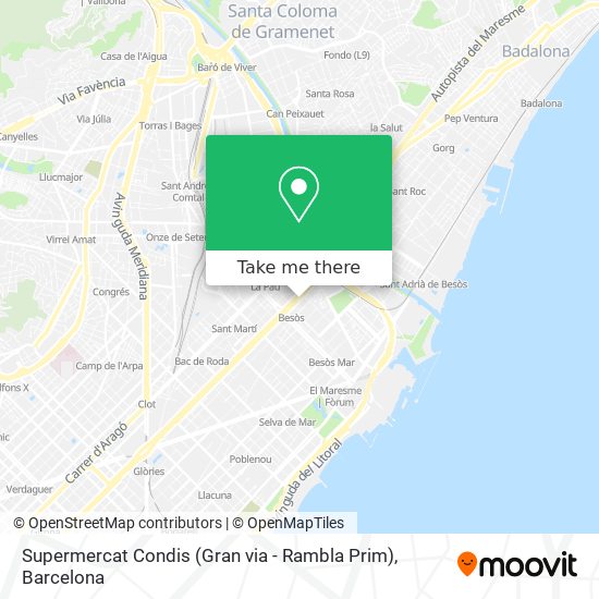 Supermercat Condis (Gran via - Rambla Prim) map