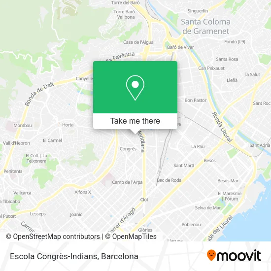 Escola Congrès-Indians map