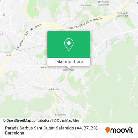 Parada Sarbus Sant Cugat-Safareigs (A4, B7, B8) map