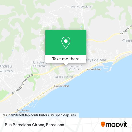 Bus Barcelona-Girona map