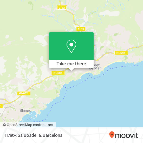 Пляж Sa Boadella map