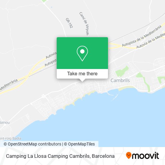 Camping La Llosa Camping Cambrils map