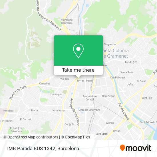 TMB Parada BUS 1342 map