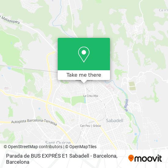 mapa Parada de BUS EXPRÉS E1 Sabadell - Barcelona