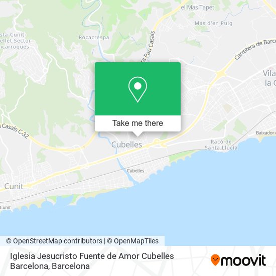 Iglesia Jesucristo Fuente de Amor Cubelles Barcelona map