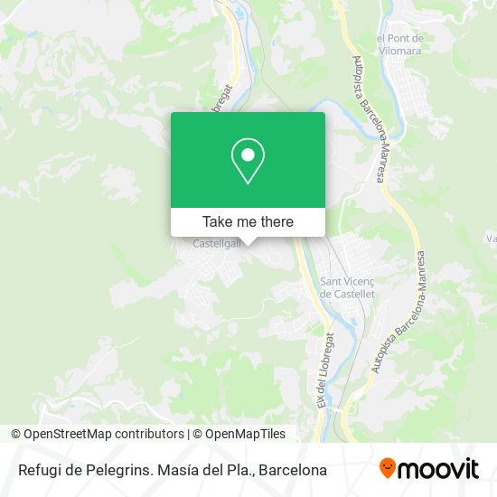 Refugi de Pelegrins. Masía del Pla. map