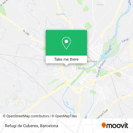 Refugi de Cuberes map