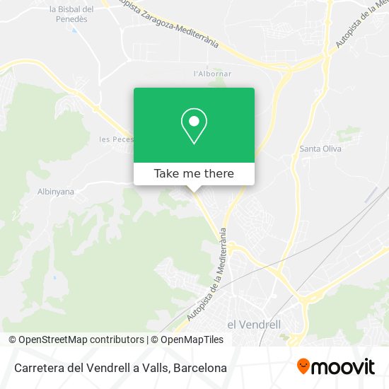 Carretera del Vendrell a Valls map