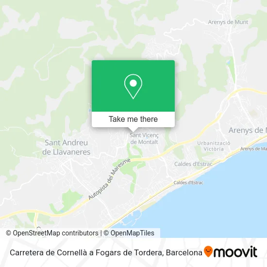 Carretera de Cornellà a Fogars de Tordera map