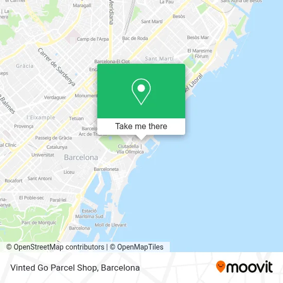 Vinted Go Parcel Shop map