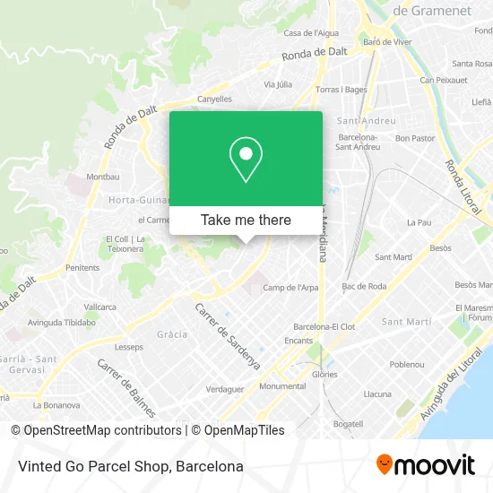 Vinted Go Parcel Shop map