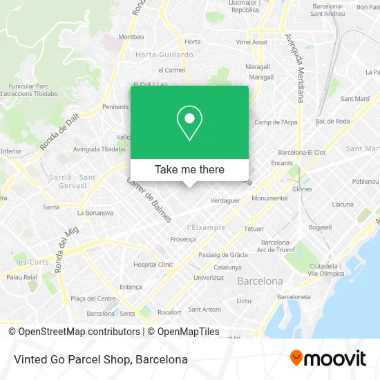 Vinted Go Parcel Shop map