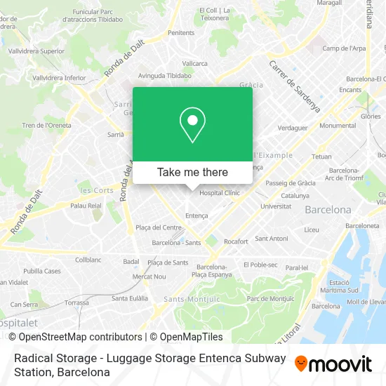 Radical Storage - Luggage Storage Entenca Subway Station map