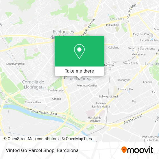 Vinted Go Parcel Shop map